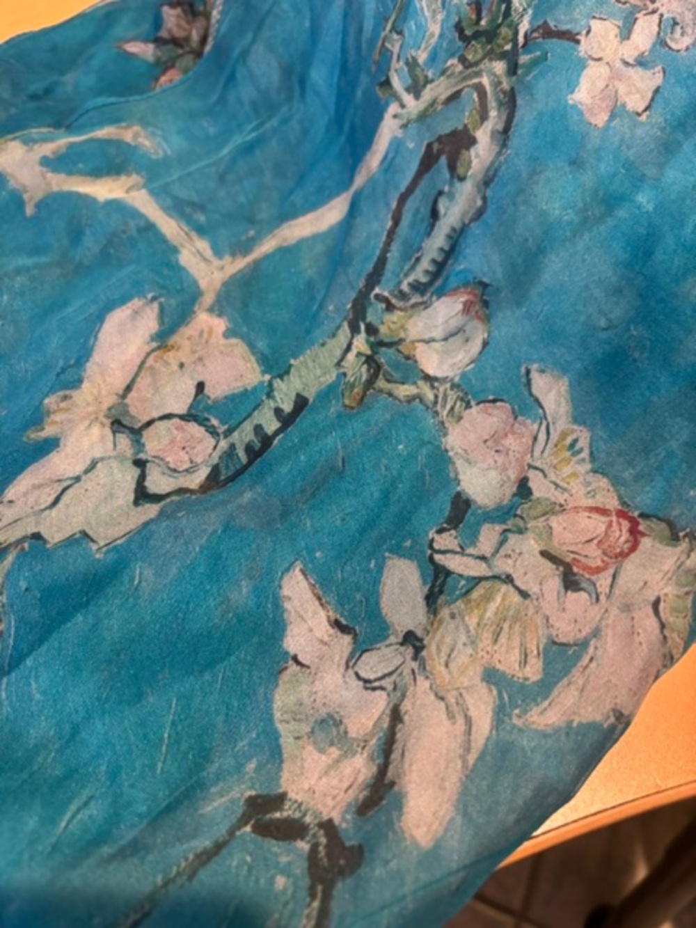 Silk Cherry Blossom Van Gogh inspired scarf